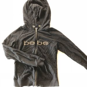 Bebe Womens Hoodie Size Small Black Red Lips